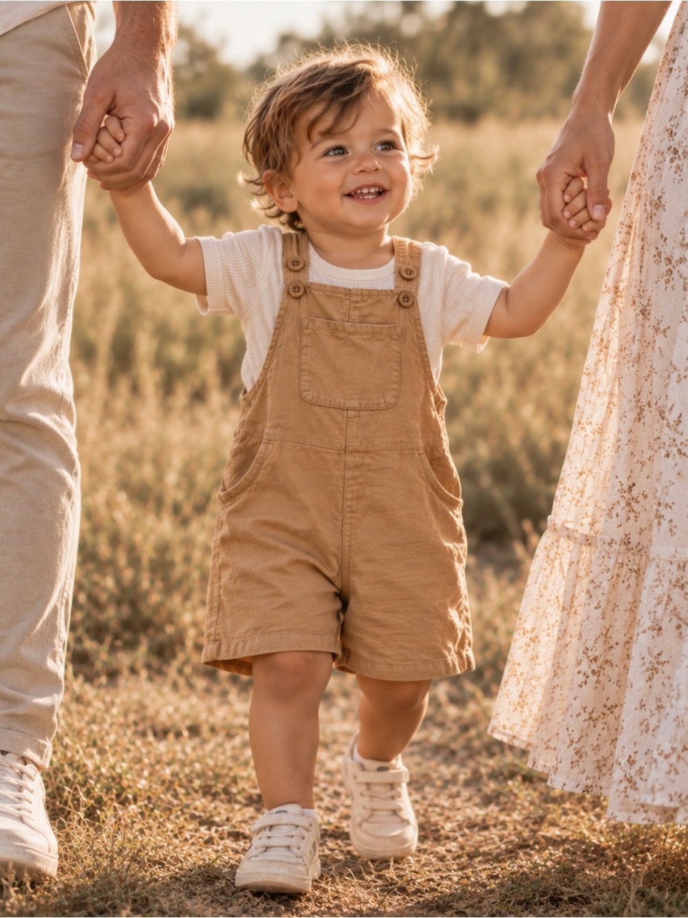 Zara kids Tan Canvas Cotton Romper Overalls 4-5Y Adjustable Straps Pockets